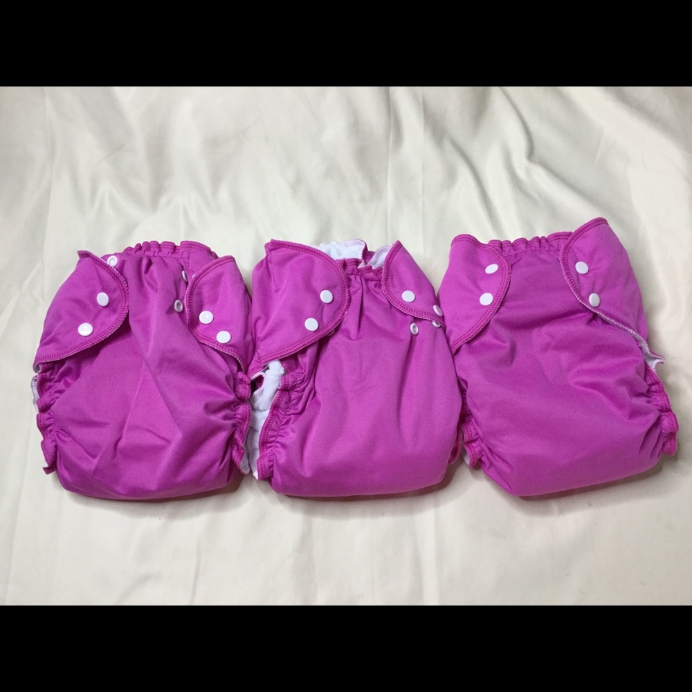 Set of 3 Apple Cheeks Cloth Diapers & Inserts Pink